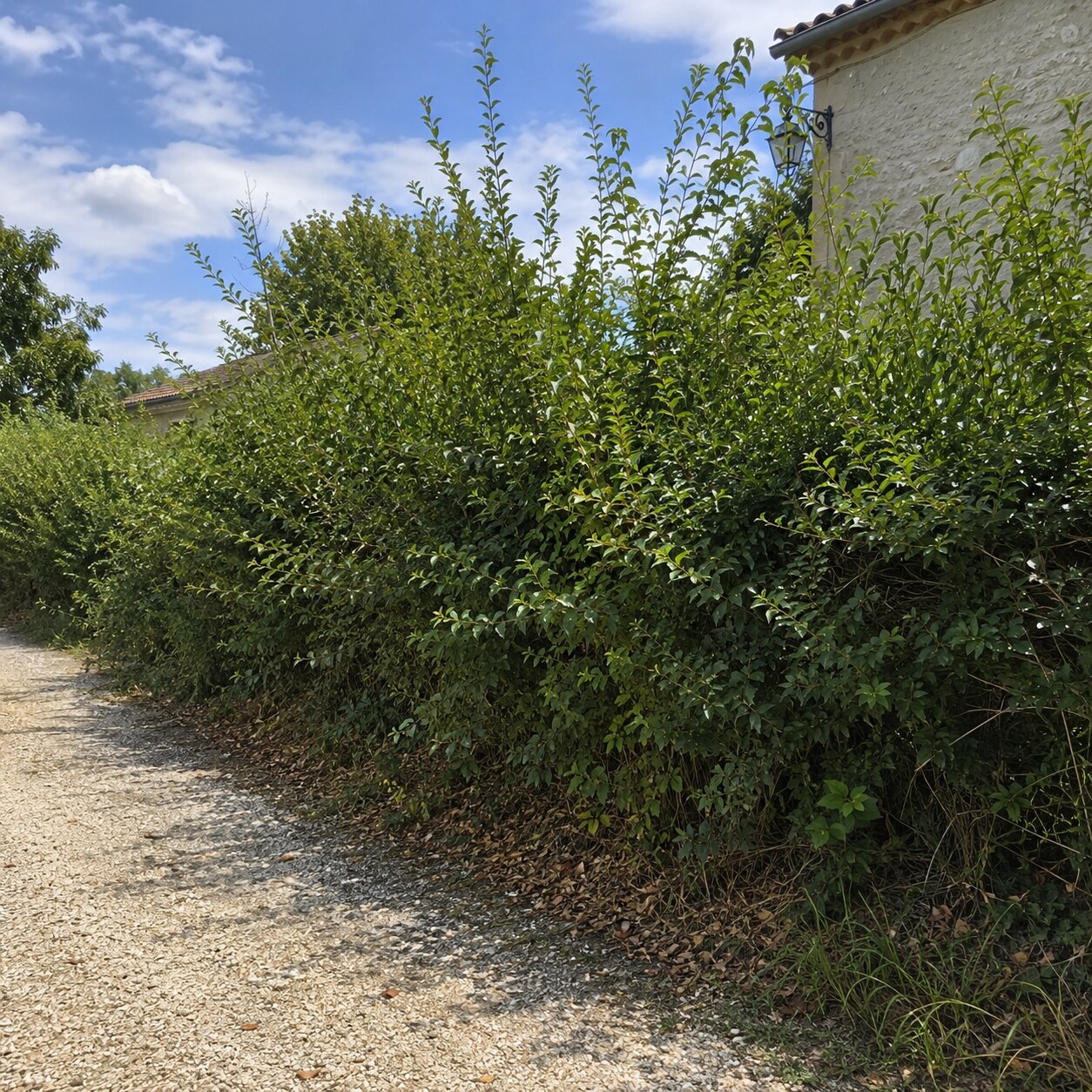 Espace extérieur peu entretenu avant intervention